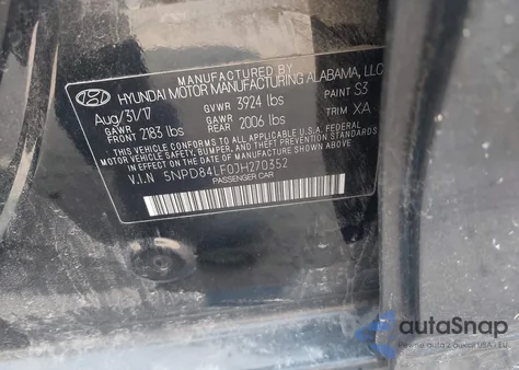 2018 Hyundai Elantra Value Edition z USA, uszkodzony, nr VIN 5NPD84LF0JH270352